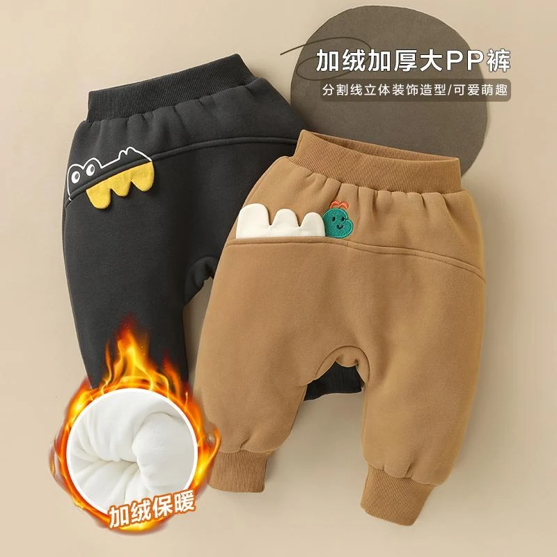 秋冬婴儿衣服加绒加厚大裤冬装秋冬男童女宝宝儿童保暖长裤宝