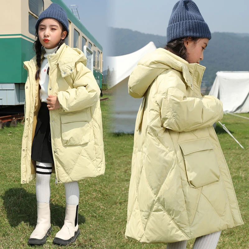 秋冬女童冬装棉衣外套2023新款羽绒服韩版休闲中大童加厚中长款棉
