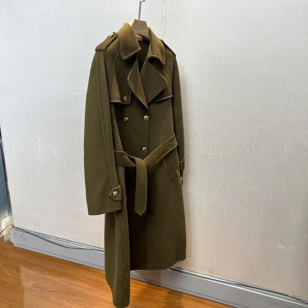 【向前向后5店】 英伦风秋冬气质时尚中长款毛呢大衣 X-003