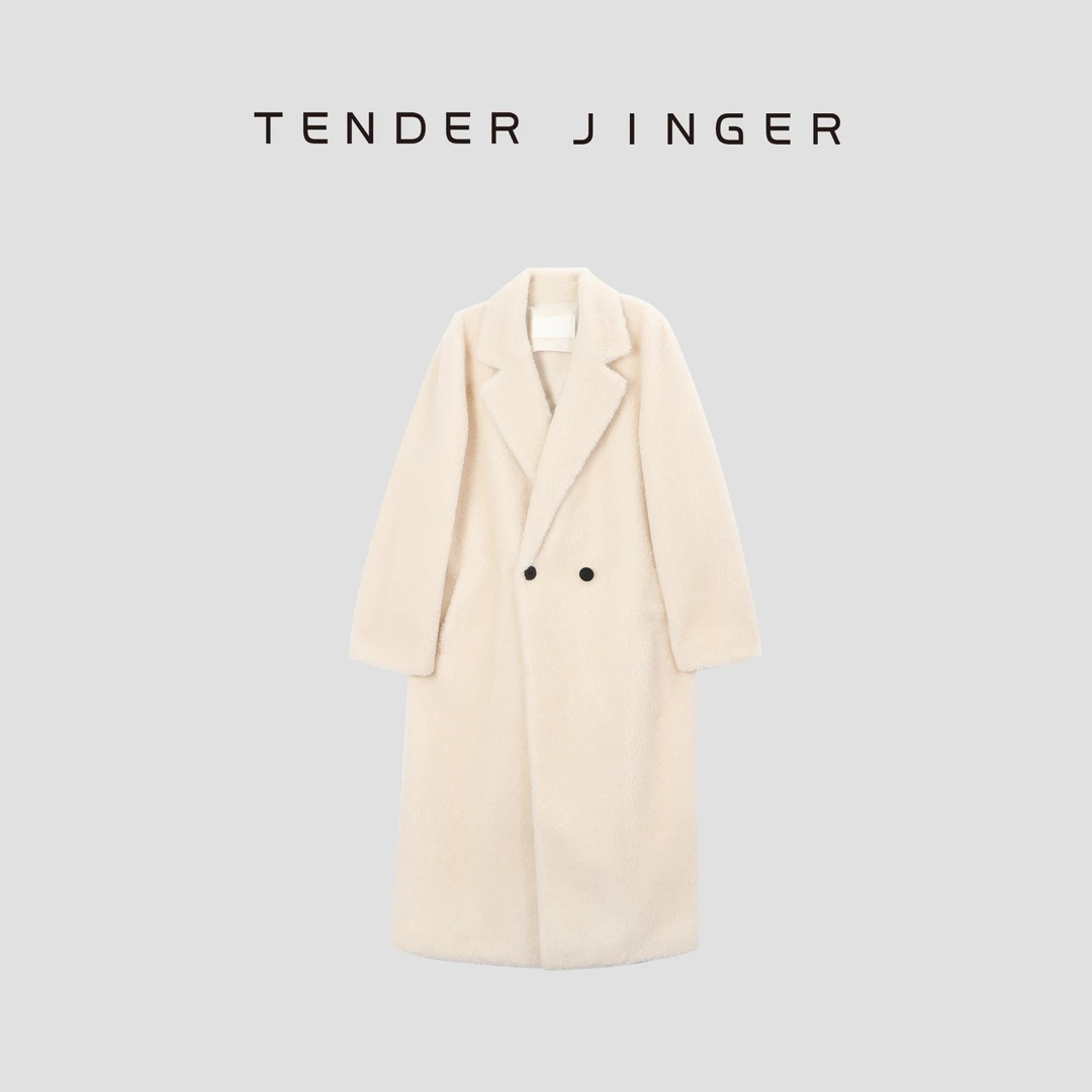 Tender Jinger【专柜】女复合绵羊毛大翻领廓形毛绒大衣T44BPM77854