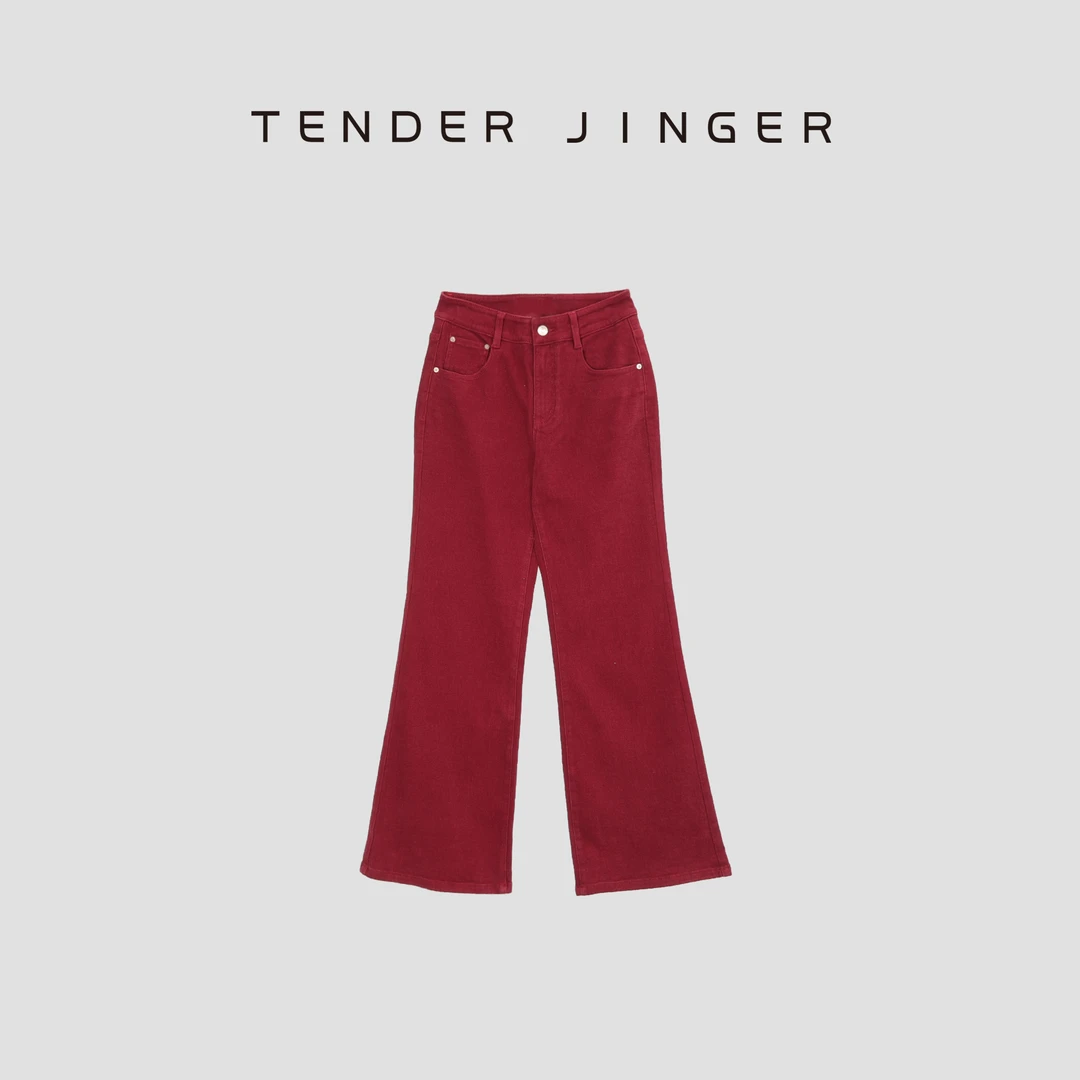 Tender Jinger【黑标】安可拉红底抓绒微喇长裤T44RM79046