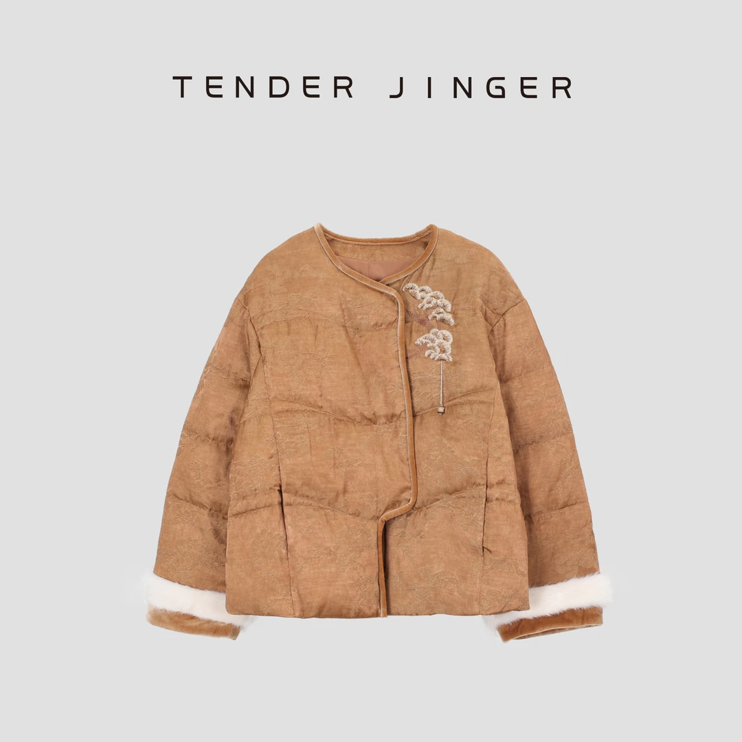 Tender Jinger【黑标】女休闲新中式水貂拼接鹅绒服T44XLK78985