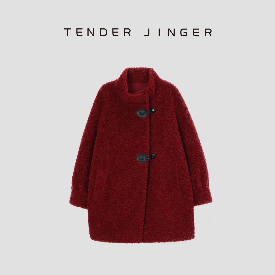 Tender Jinger【黑标】立领绵阳毛绒一手长外套T44PXP79853