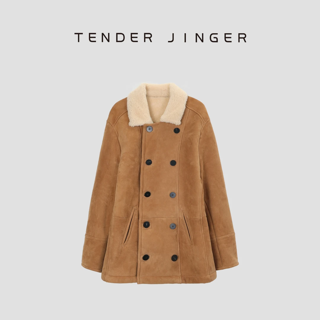 Tender Jinger【黑标】奢一手长绒面翻领美利奴皮毛一体T44JIY79082