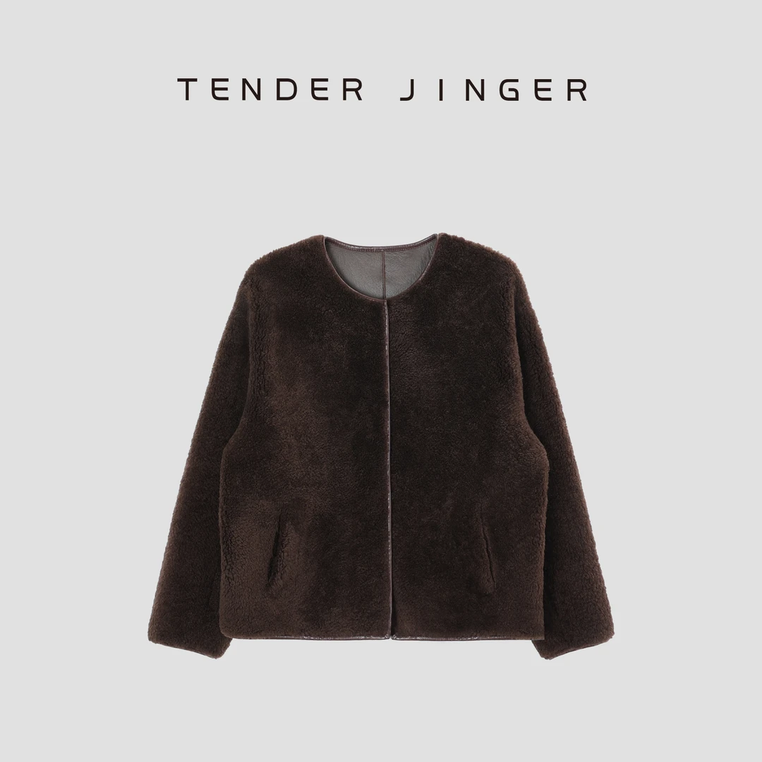 Tender Jinger【黑标】女保暖圆领皮毛一体外套T44MDD79827