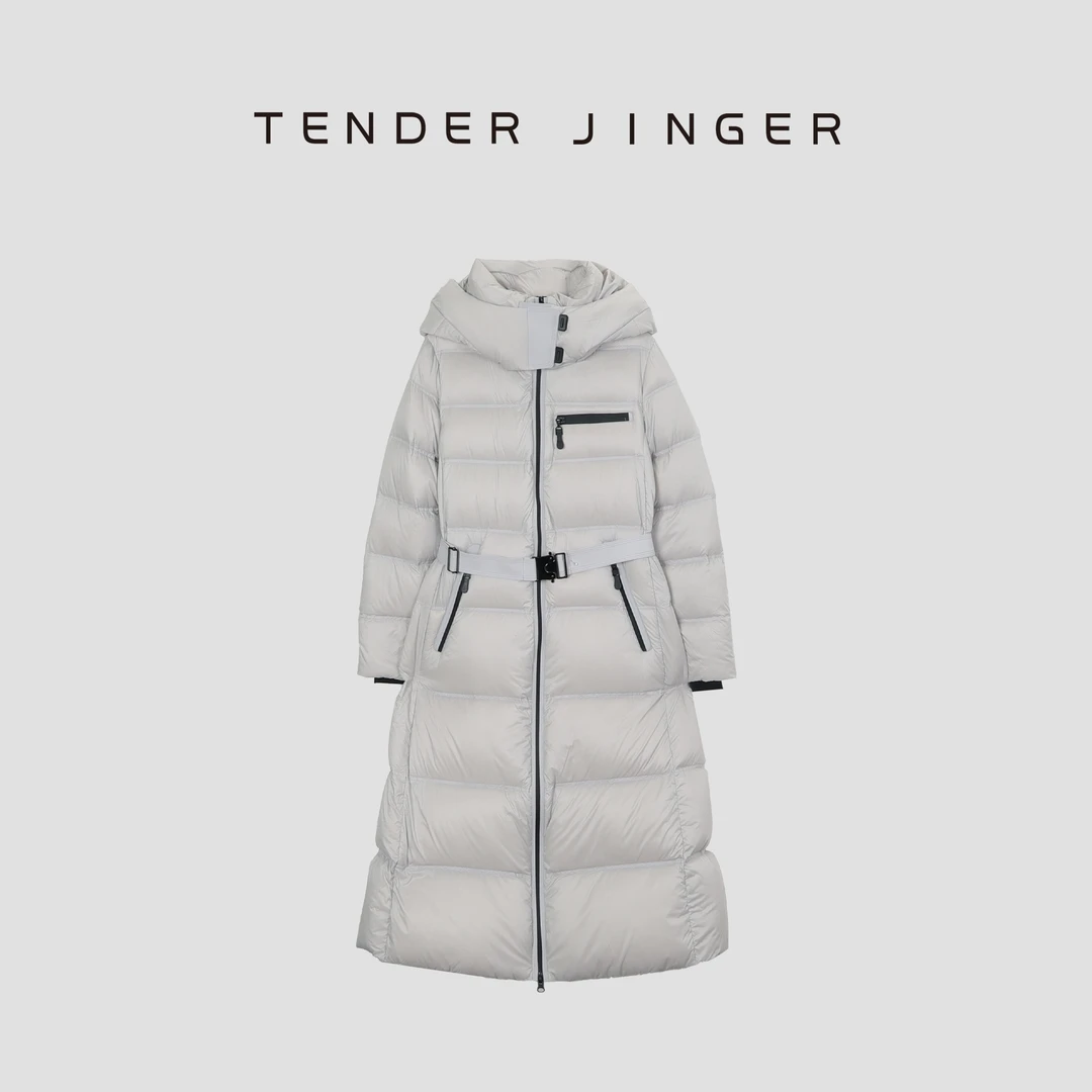 Tender Jinger【专柜】连帽收腰系带长款羽绒服T44SBL79849