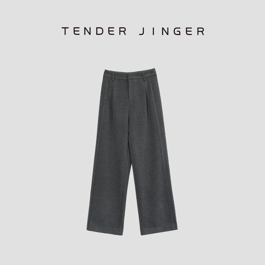 Tender Jinger女休闲羊毛混纺直筒裤T43HAI78858