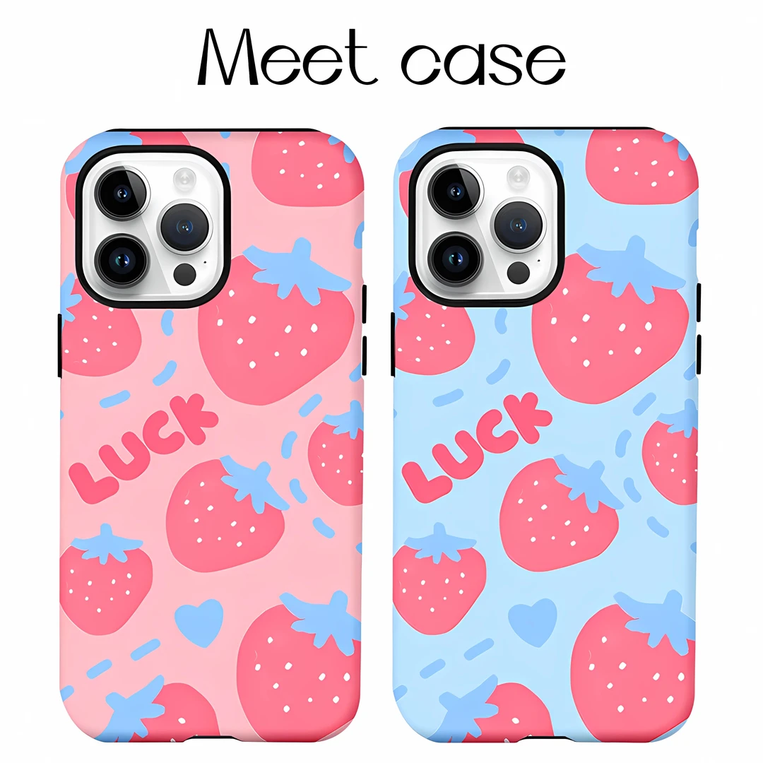 Meet原创韩国二合一菲林iphone15少女14粉色全包防摔潮牌手机壳