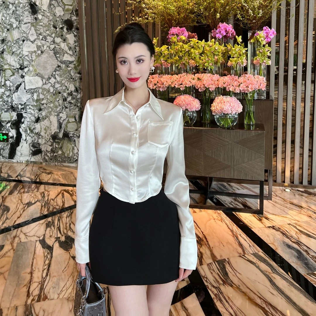 曼玉推荐【时髦精】性感缎面修身干练高级感裙子S110