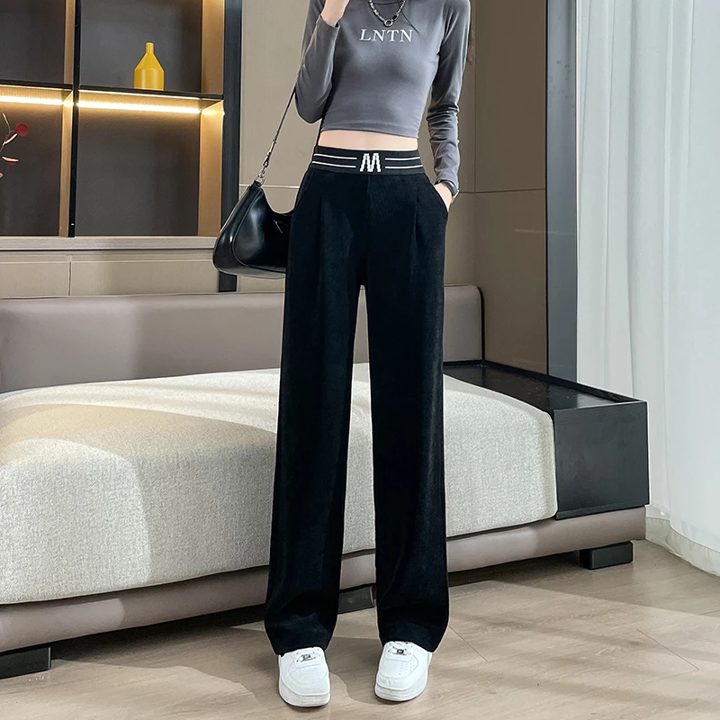 高级感阔腿裤女新款秋女裤显瘦黑色休闲高腰垂感直筒显瘦长裤子