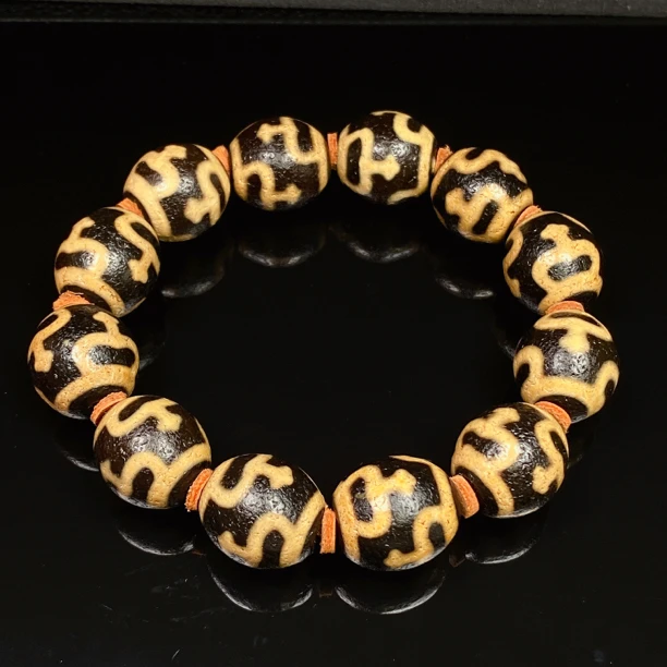 牙黄宝瓶珠珠文玩珠宝达洛手串复古多宝手链长短可调节