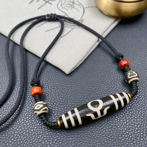 黑白贵人玛瑙珠珠项链手工编绳男女款吊坠配珠随机