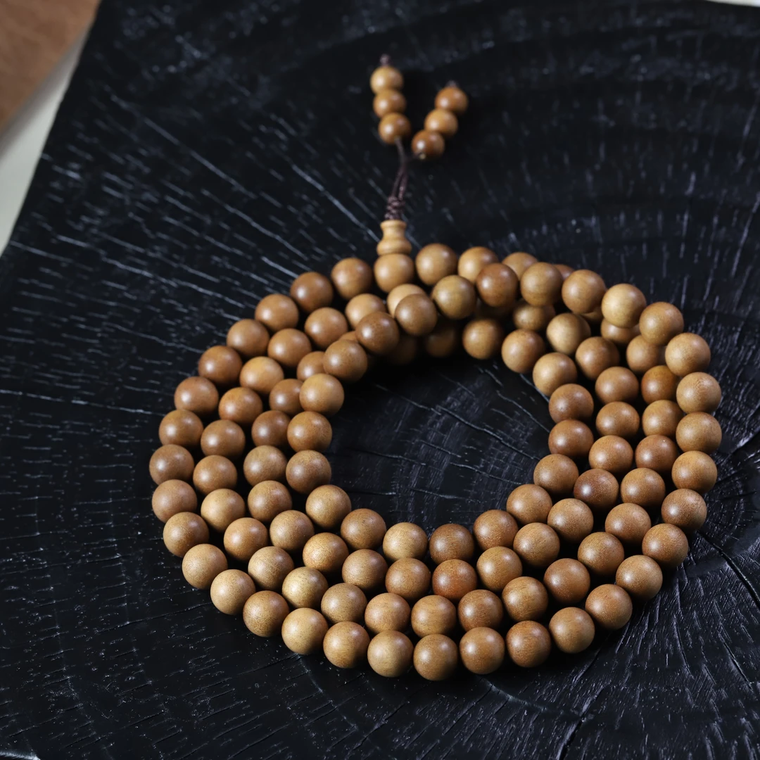 PT080印度迈索尔正区老料老山檀圆珠108长串
