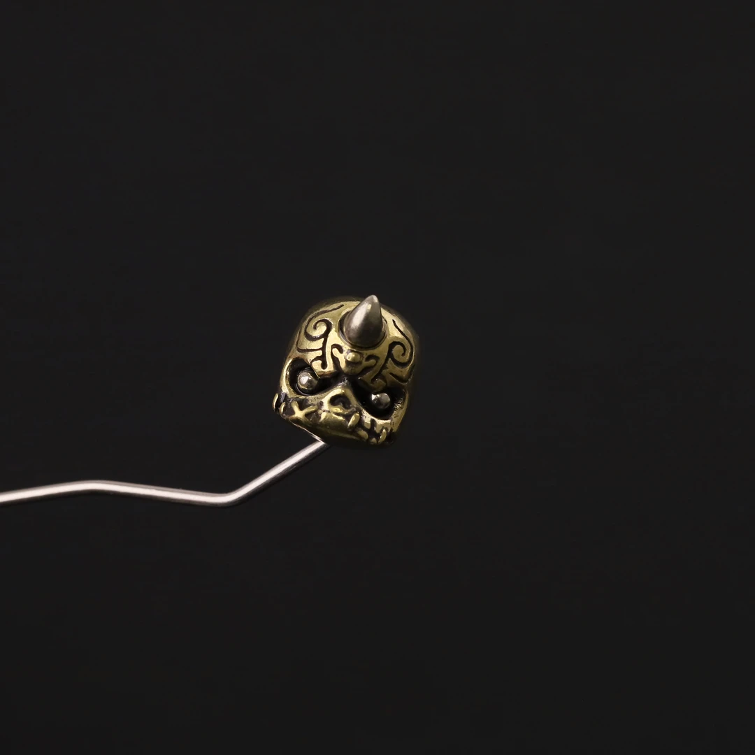 S7341【独角阿呆】雕刻款铜隔珠腰珠文玩配饰饰品DIY把件小配件