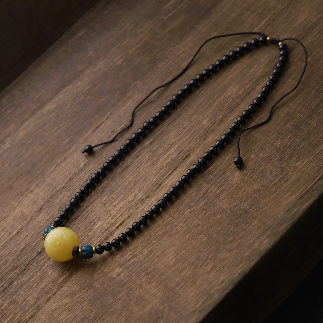 ZHS6791-2 原矿俄料蜜蜡圆珠时尚长串文玩饰品