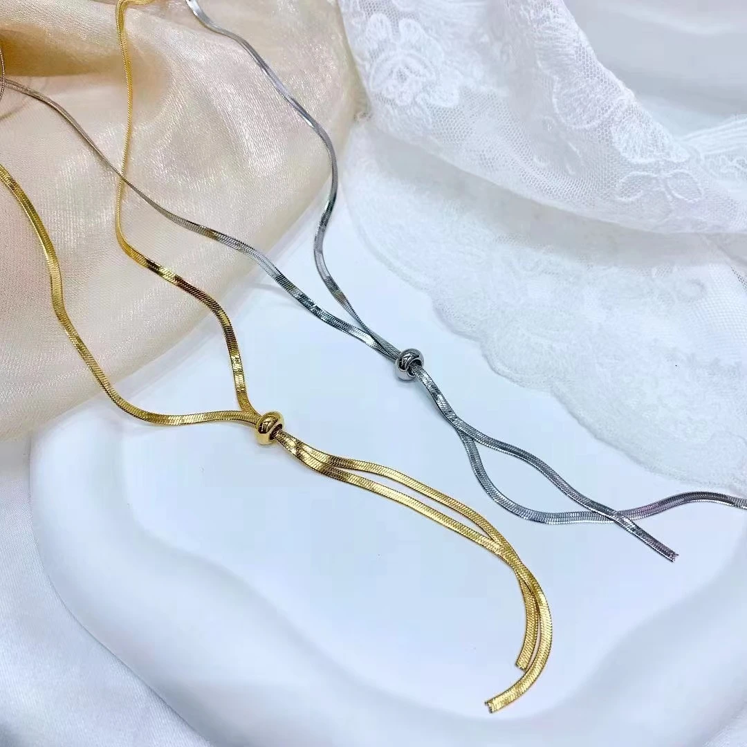 钛钢项链 《悠悠精选》新款时尚百搭轻奢小众简约抽拉毛衣链112400