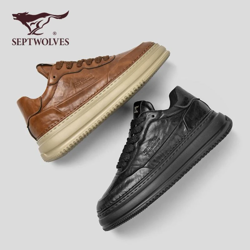 七匹狼男鞋春季潮鞋2025年新款男士皮鞋百搭休闲鞋男厚底增高板鞋