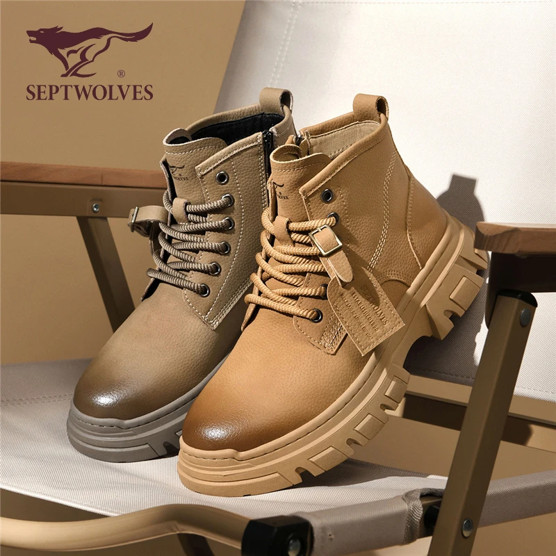 七匹狼男鞋春季马丁靴2025新款英伦工装靴厚底百搭高帮鞋靴子男士