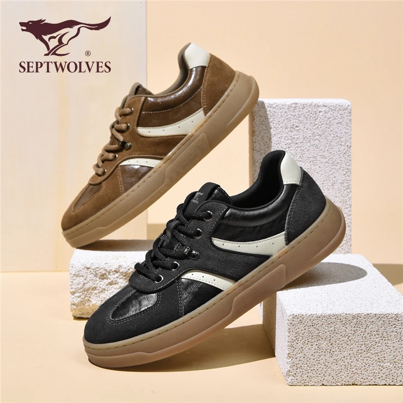 七匹狼德训鞋潮流时尚复古风男鞋春季新款厚底增高鞋男百搭板鞋男