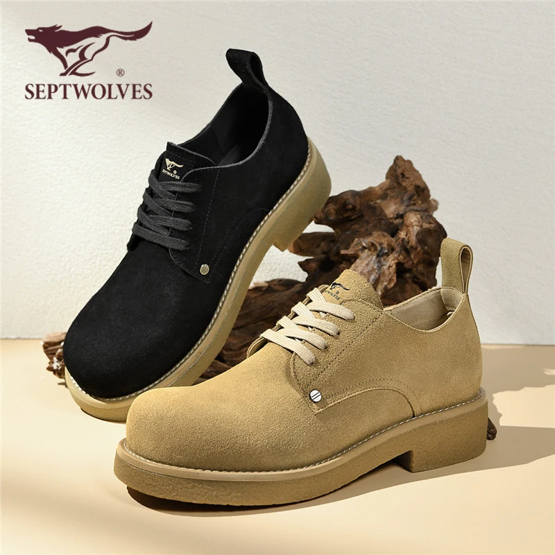 七匹狼马丁靴春季新款黑色工装马丁靴复古英伦时尚低帮男士皮靴男