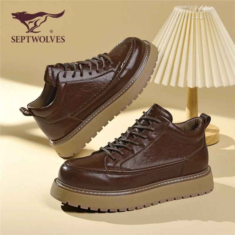 七匹狼男鞋春季高帮鞋男士英伦风休闲鞋复古时尚马丁靴春季工装靴