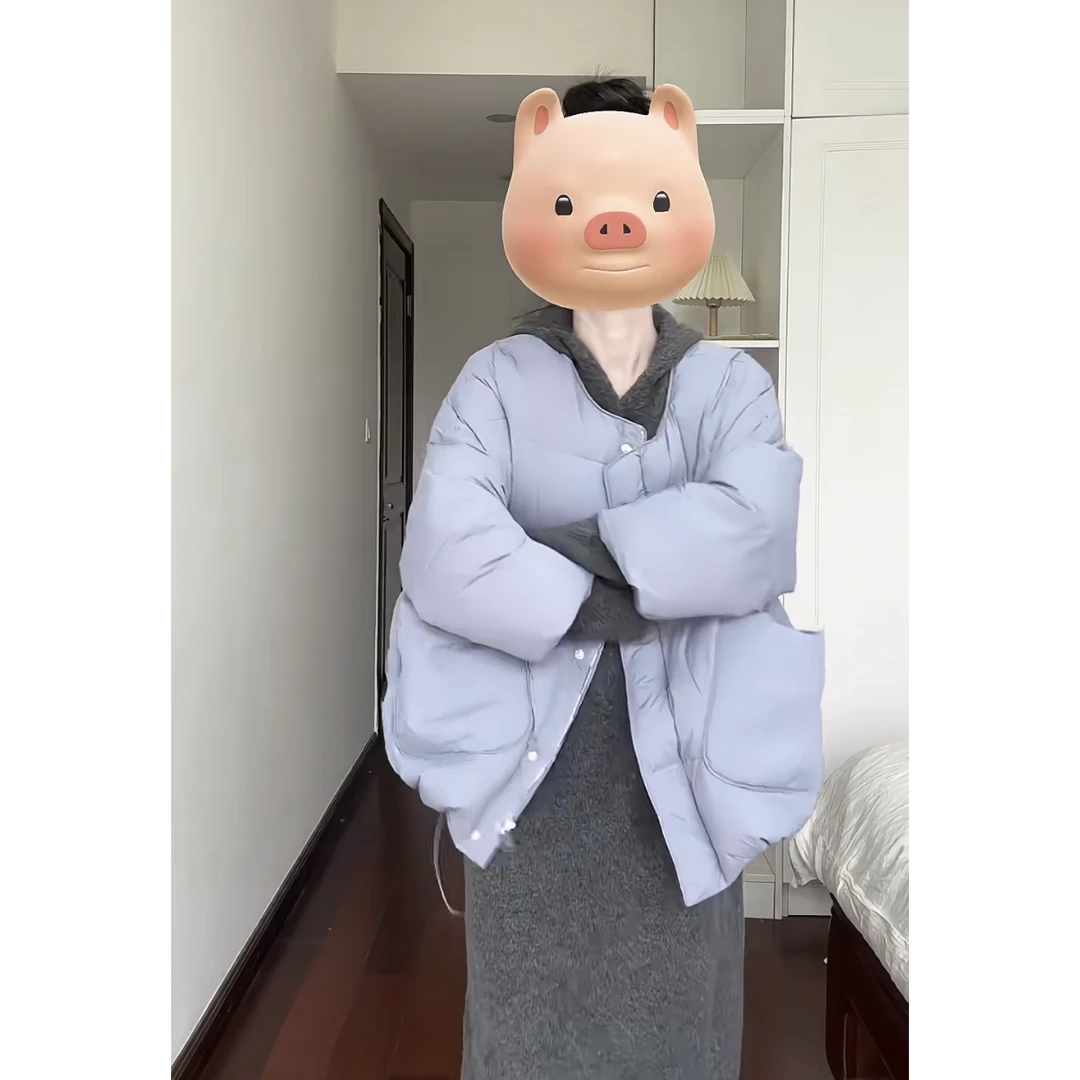 冬季一整套女装2024新款韩版宽松圆领羽绒棉服毛衣连衣裙两件套装