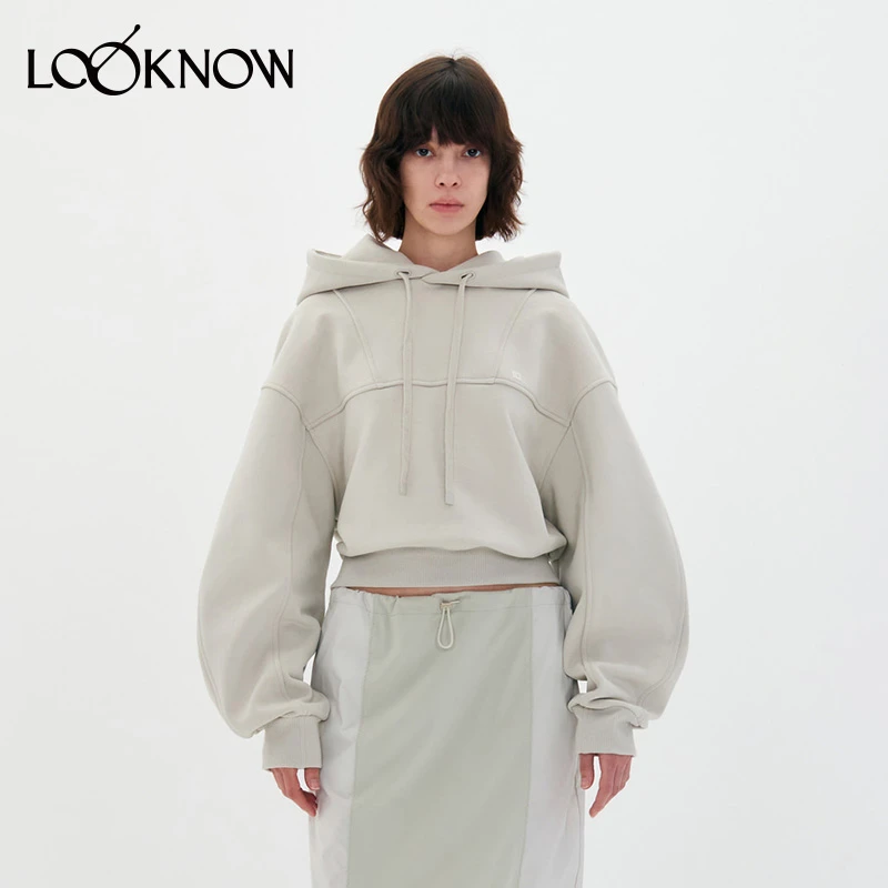 LOW CLASSIC设计师品牌LOOKNOW24新款粉色crop短款连帽卫衣