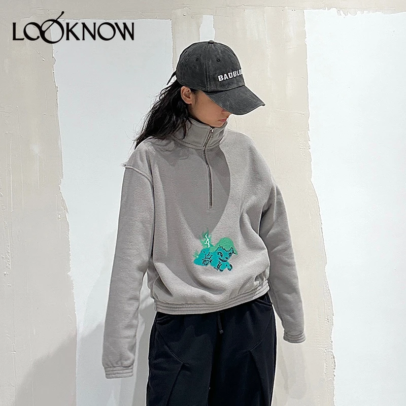 WE11DONE设计师品牌LOOKNOW新款灰色半拉链卫衣