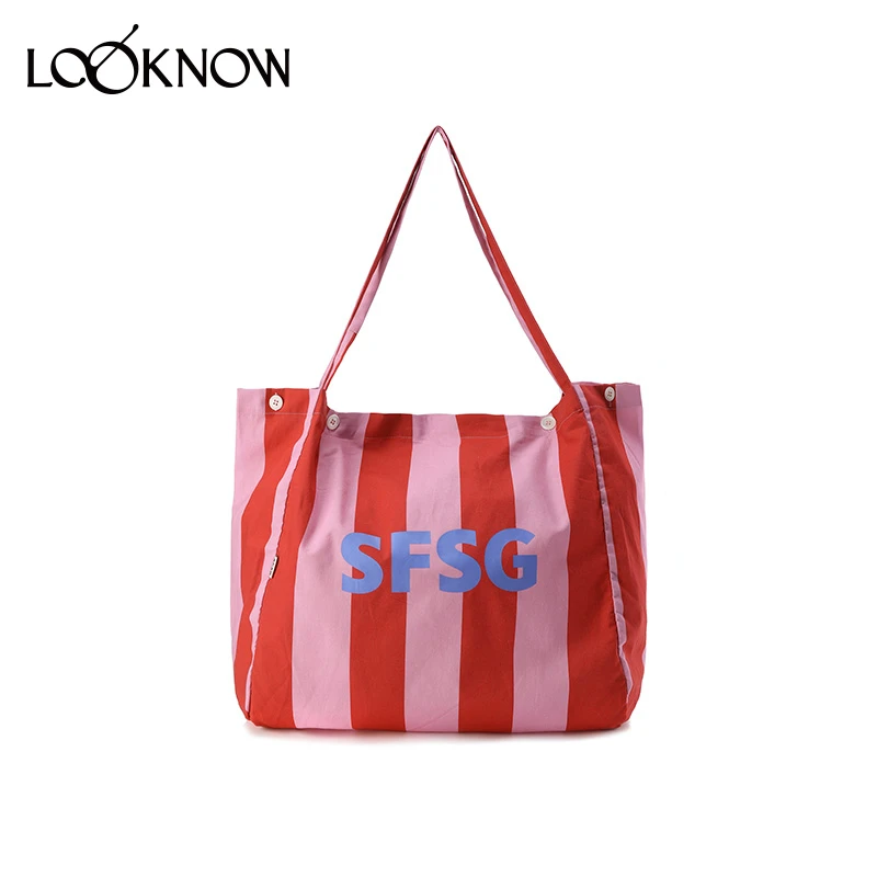 SFSG设计师品牌LOOKNOW春夏新款条纹LOGO单肩包