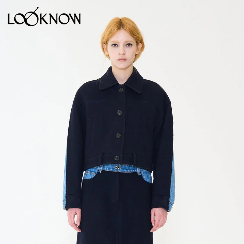 YOUSER设计师品牌LOOKNOW早秋新款黑色卡其色羊毛夹克