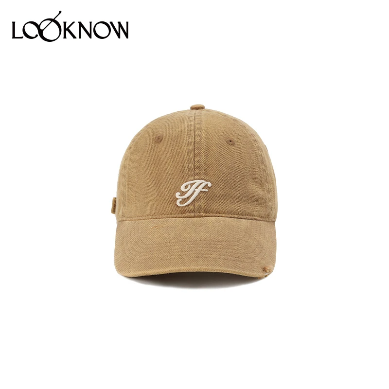 IF BY LAND设计师品牌LOOKNOW秋冬23新款水洗破坏花体LOGO棒球帽