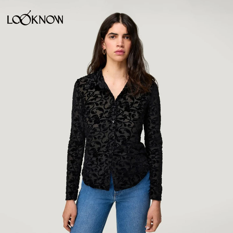 ROUJE设计师品牌LOOKNOW冬新款黑色衬衫