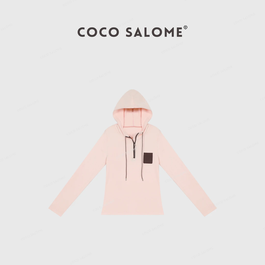 COCO SALOME⑩【粉玫瑰】春款双面澳绒韩系显瘦连帽休闲长袖309H