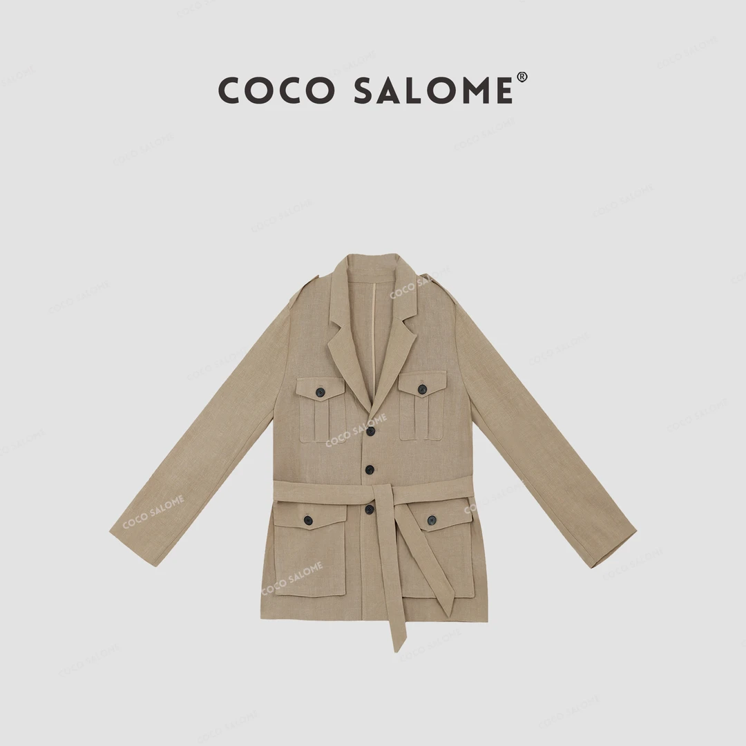 COCO SALOME⑩【四方老师】秋冬款加厚100亚麻气质女装西装外套T027