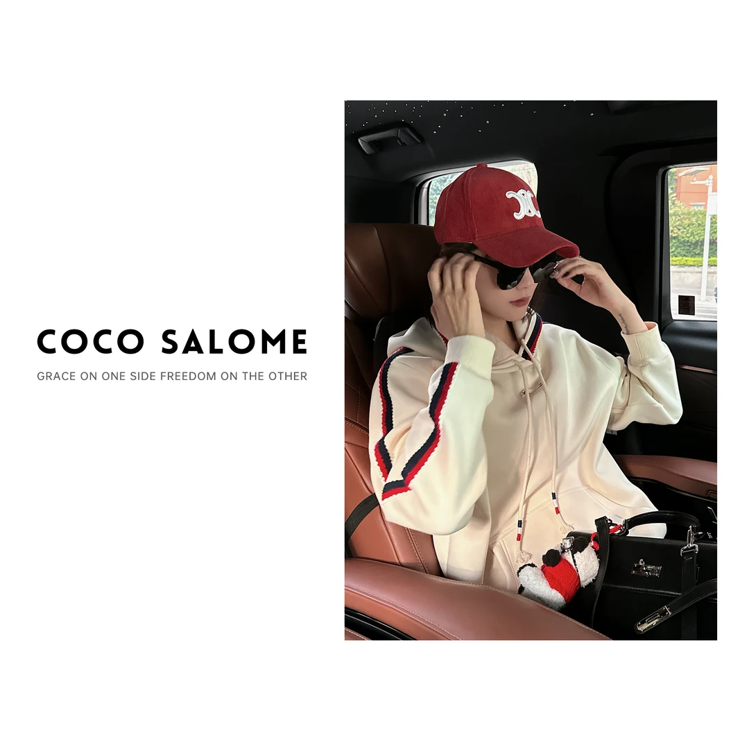 COCOSALOME⑩【织带卫衣】冬季加绒编织休闲过年宽松连帽卫衣181S