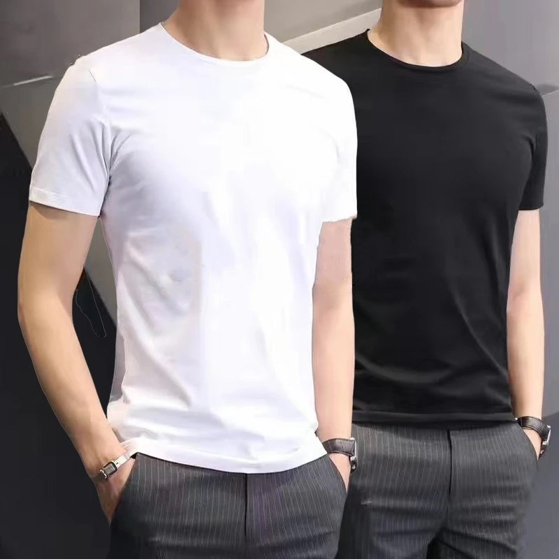 夏季新款短袖纯色t恤男圆领休闲大码半袖男士打底衫百搭潮流男装