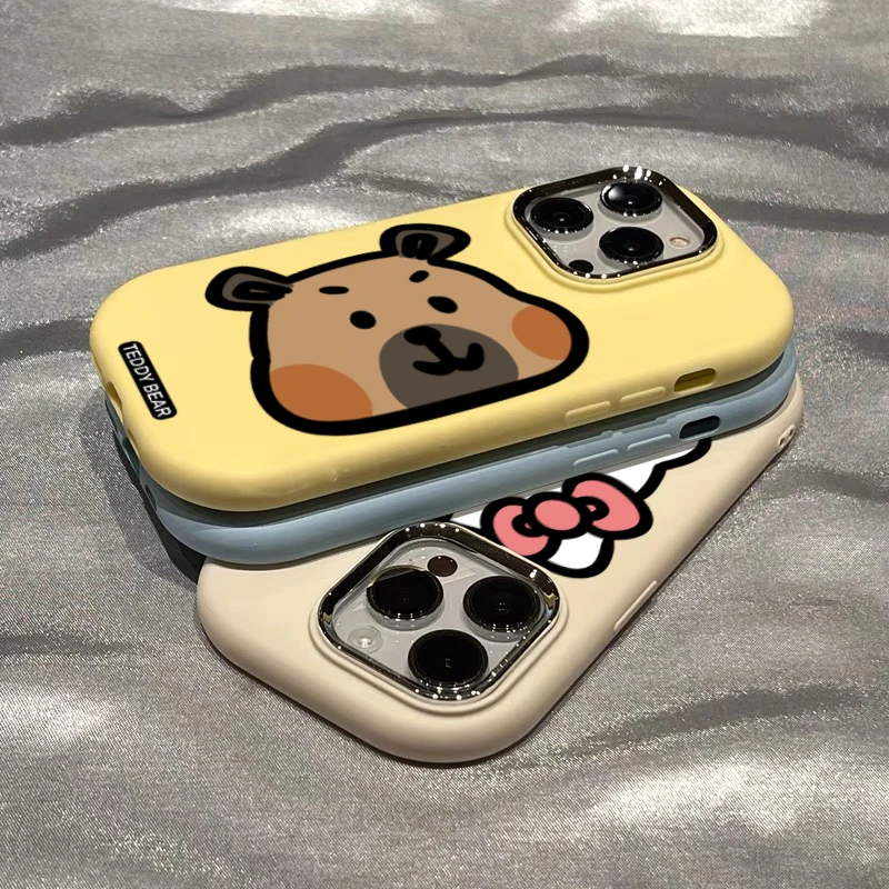 卡通金属框肤感壳苹果15手机壳iphone13/14promax可爱12防摔小熊x