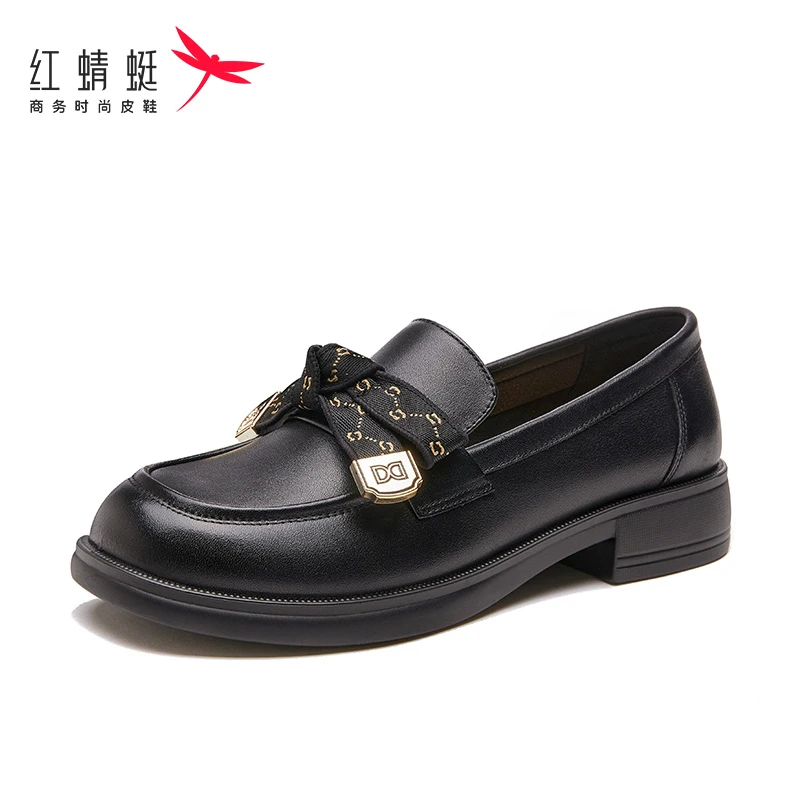 红蜻蜓单鞋女软底小皮鞋女鞋女套脚乐福鞋女鞋子软皮乐福鞋舒适女