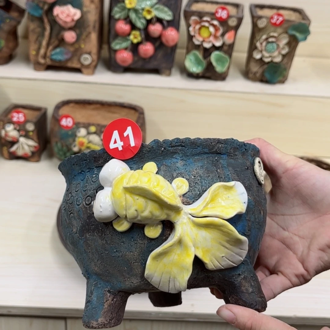 【闪购商品】紫砂花盆41号，内口径13带脚高12