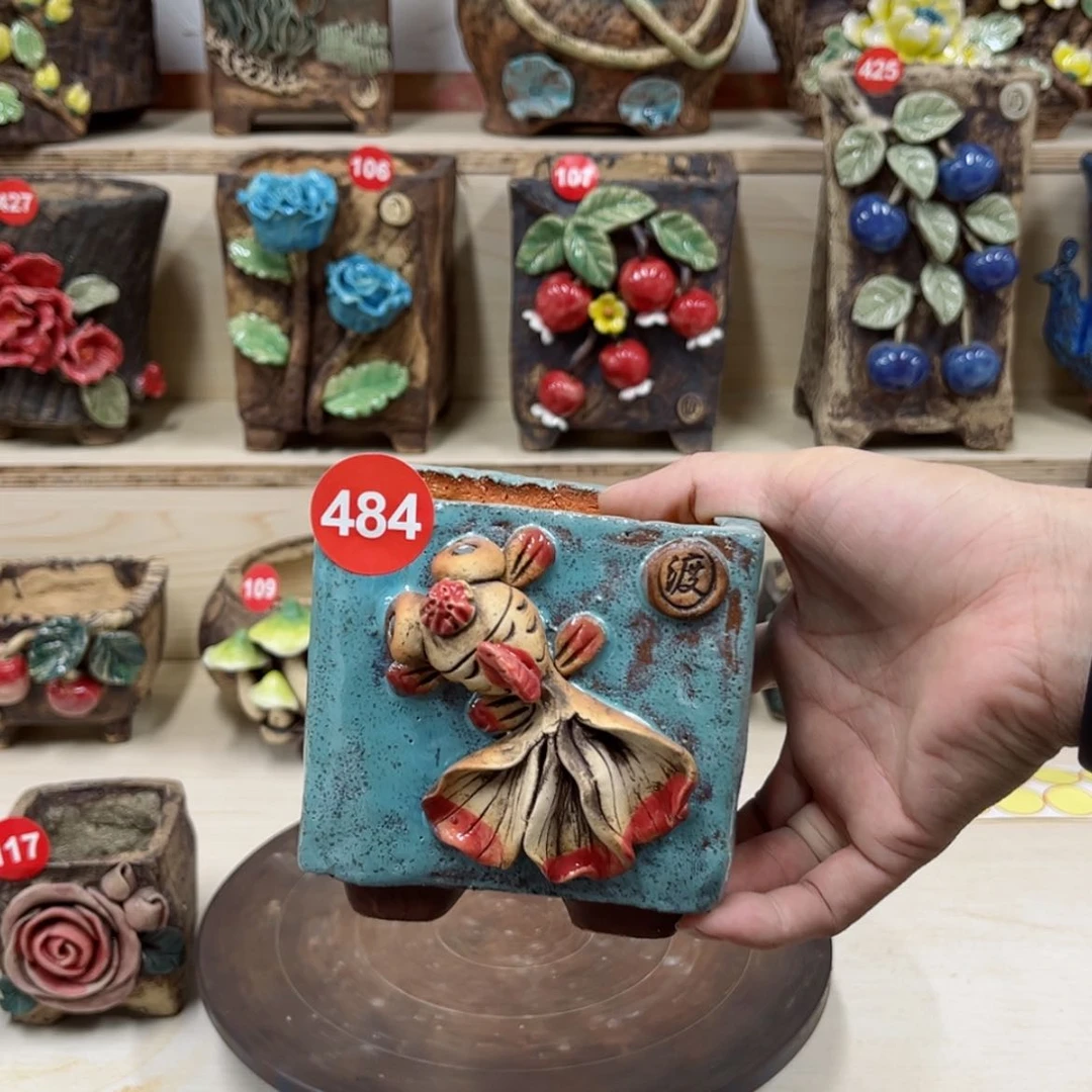 【闪购商品】紫砂花盆484号，内口径8带脚高10