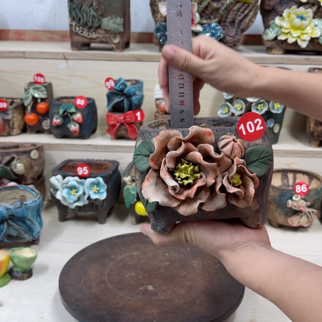 【闪购商品】紫砂花盆102号内口径11.5×10带脚高11