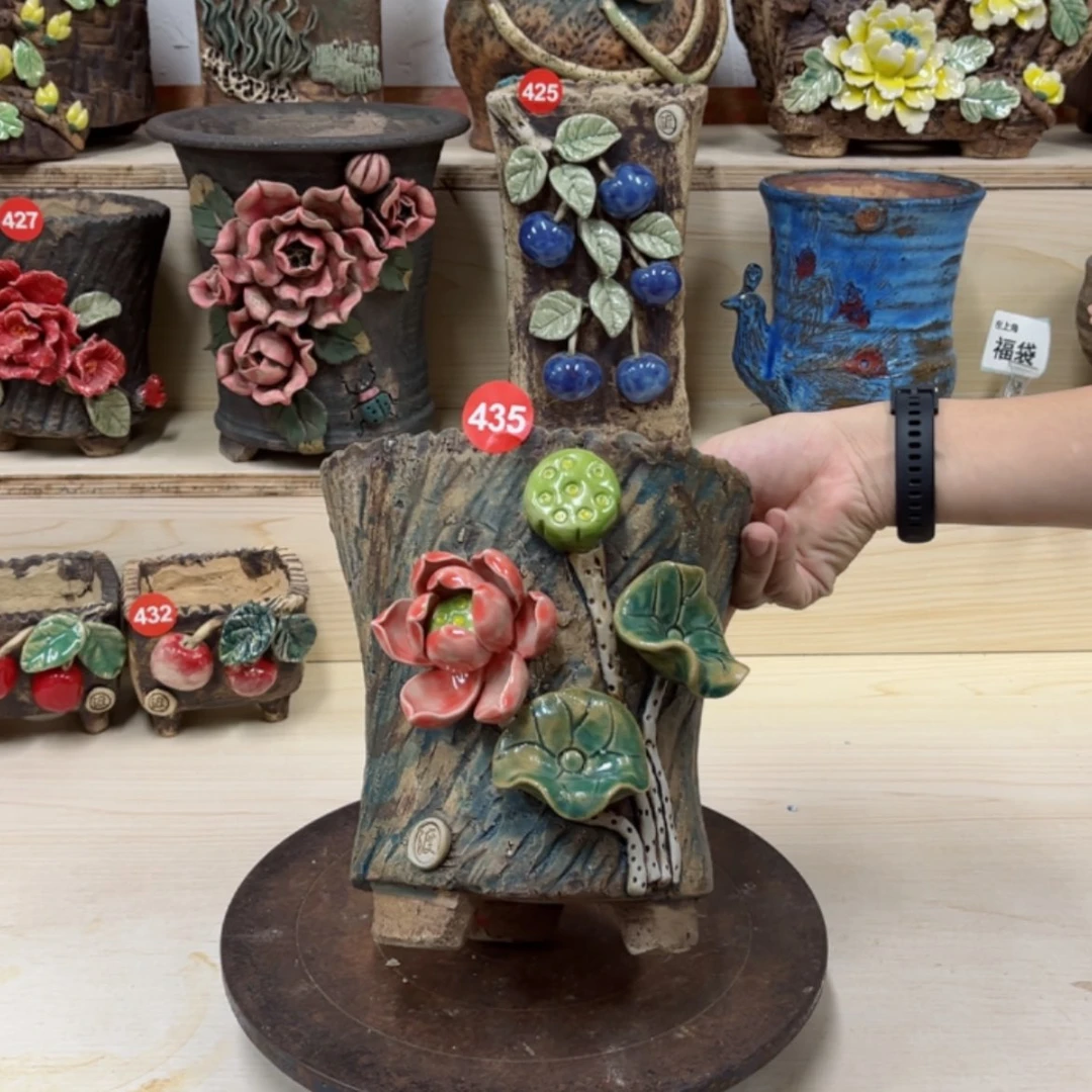 【闪购商品】紫砂花盆435内口径16×14带脚高19.5