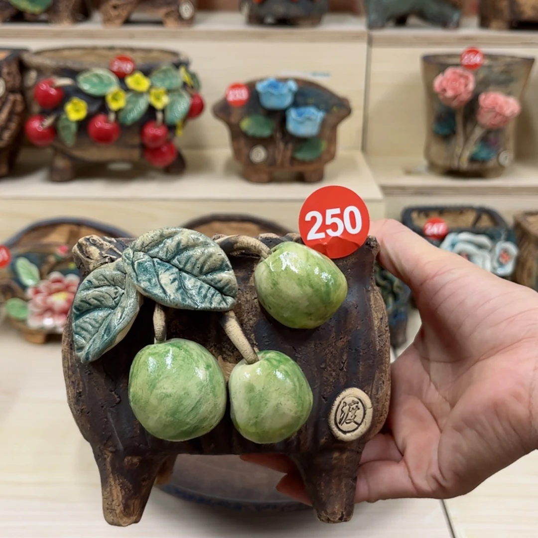 【闪购商品】紫砂花盆250号，内口径10.5×9，带脚高11