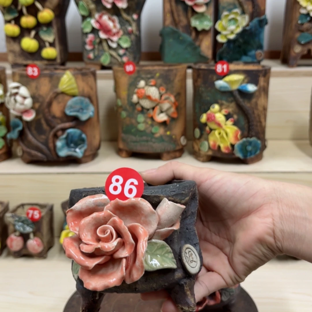 【闪购商品】紫砂花盆86号，内口径8，带脚高10