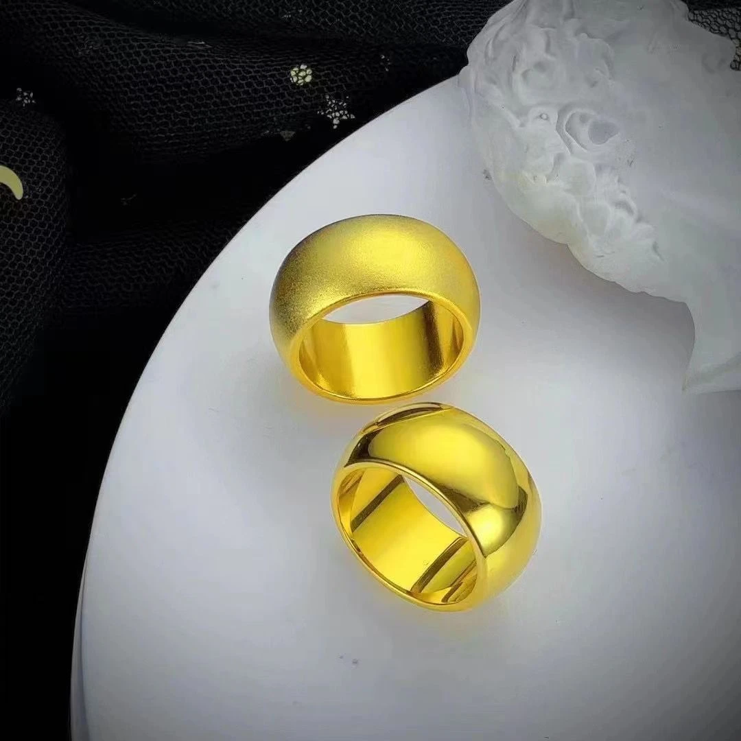 合金戒指 闭口（大克重卡12）亮面+磨砂面戒指二选一简约黄色