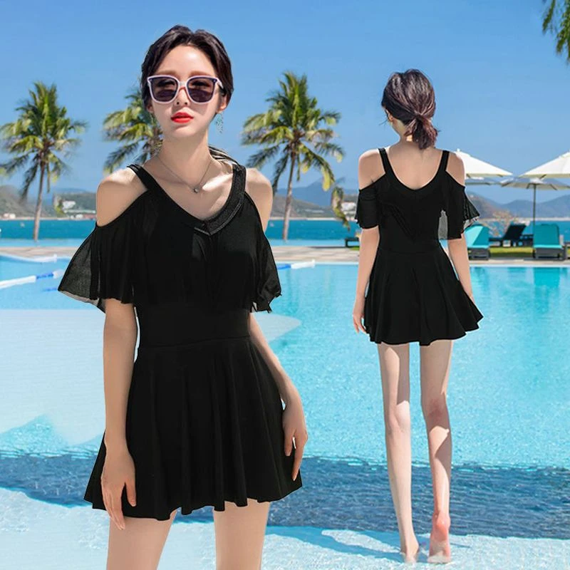 小清新连体泳衣女年轻漂亮洋气遮肉显瘦泡温泉防走光超仙度假泳装