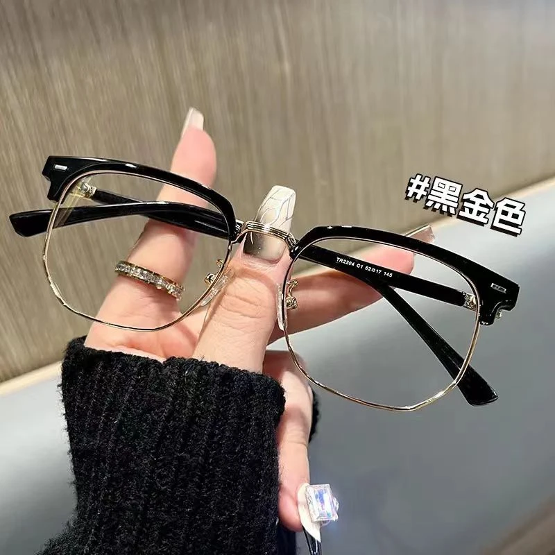 超级高颜值！超好看的复古半框近视眼镜防蓝光素颜男女百搭平光镜