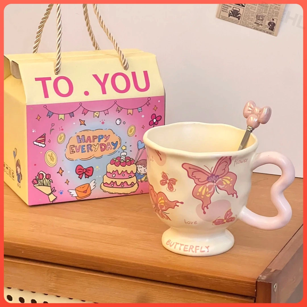 少女心生日礼物高颜值蝴蝶水杯送男女朋友姐妹有意义实用礼品可爱