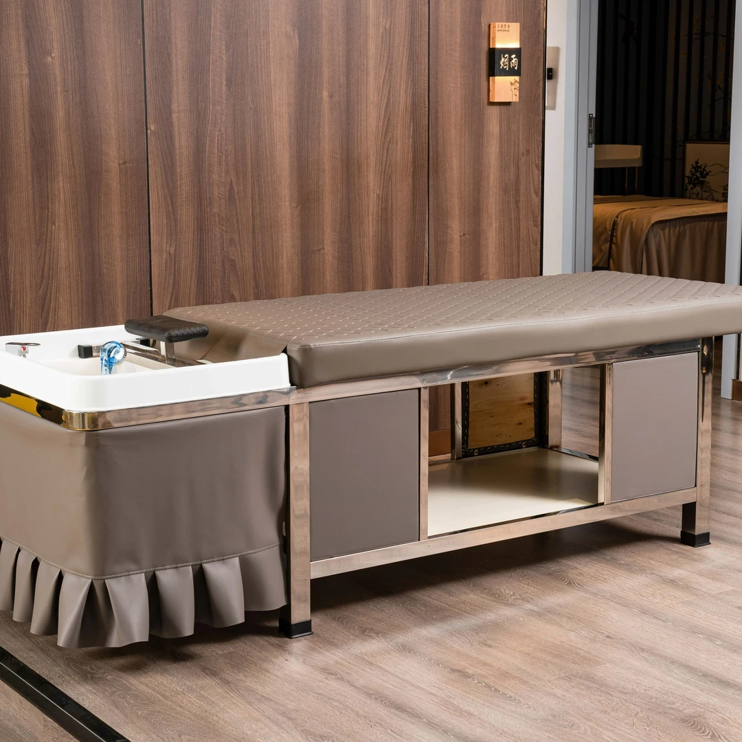 网红发廊理发店专用陶瓷盆不锈钢全躺高端时尚泰式洗头床美容美发