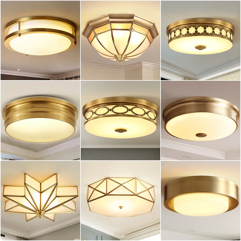 可洛美式吸顶灯卧室全铜灯欧式客厅灯书房灯走廊玄关过道阳台灯具